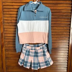 Madden Girl 2 Piece Set - Plaid Skirt & Polo Shirt - Size 4 NWT